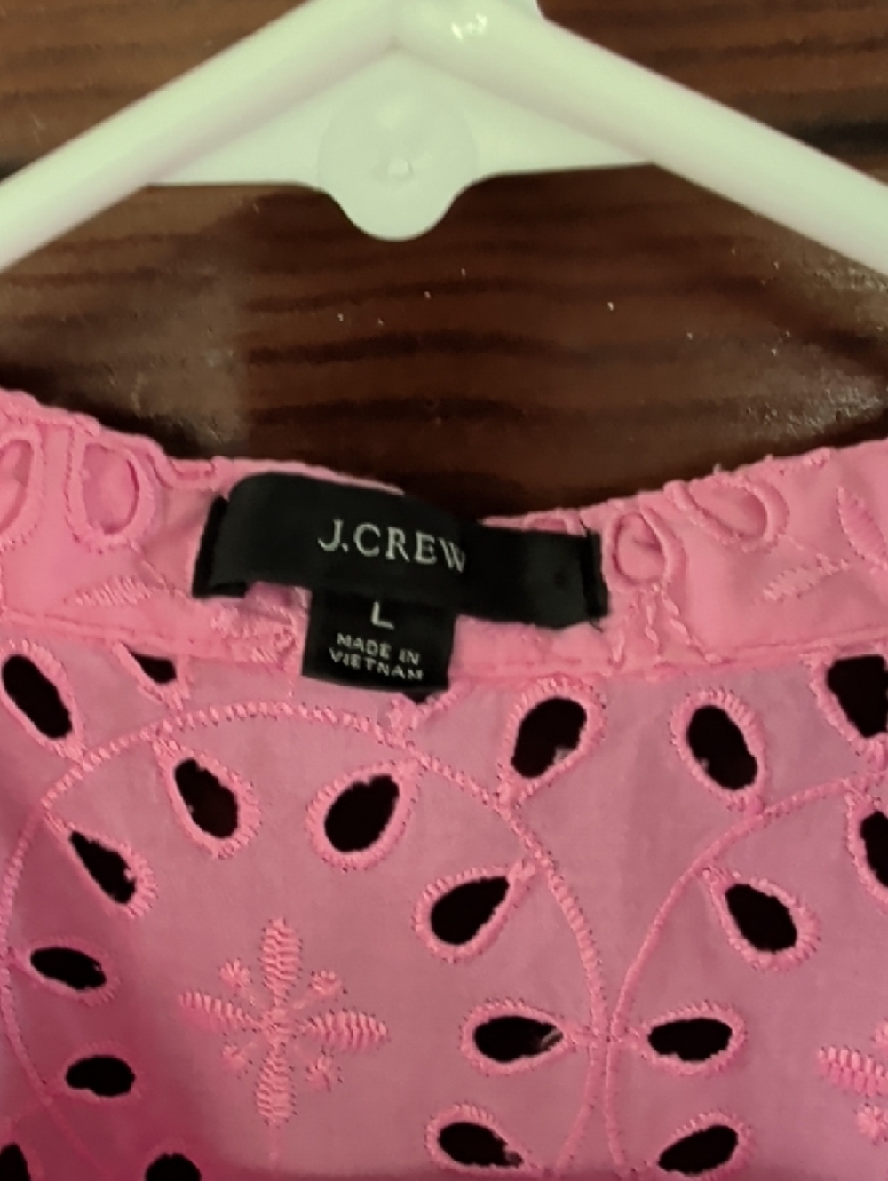 J. Crew Pink Split-Neck Embroidered Eyelet Short Puff Sleeve Blouse - Picture 3 of 10